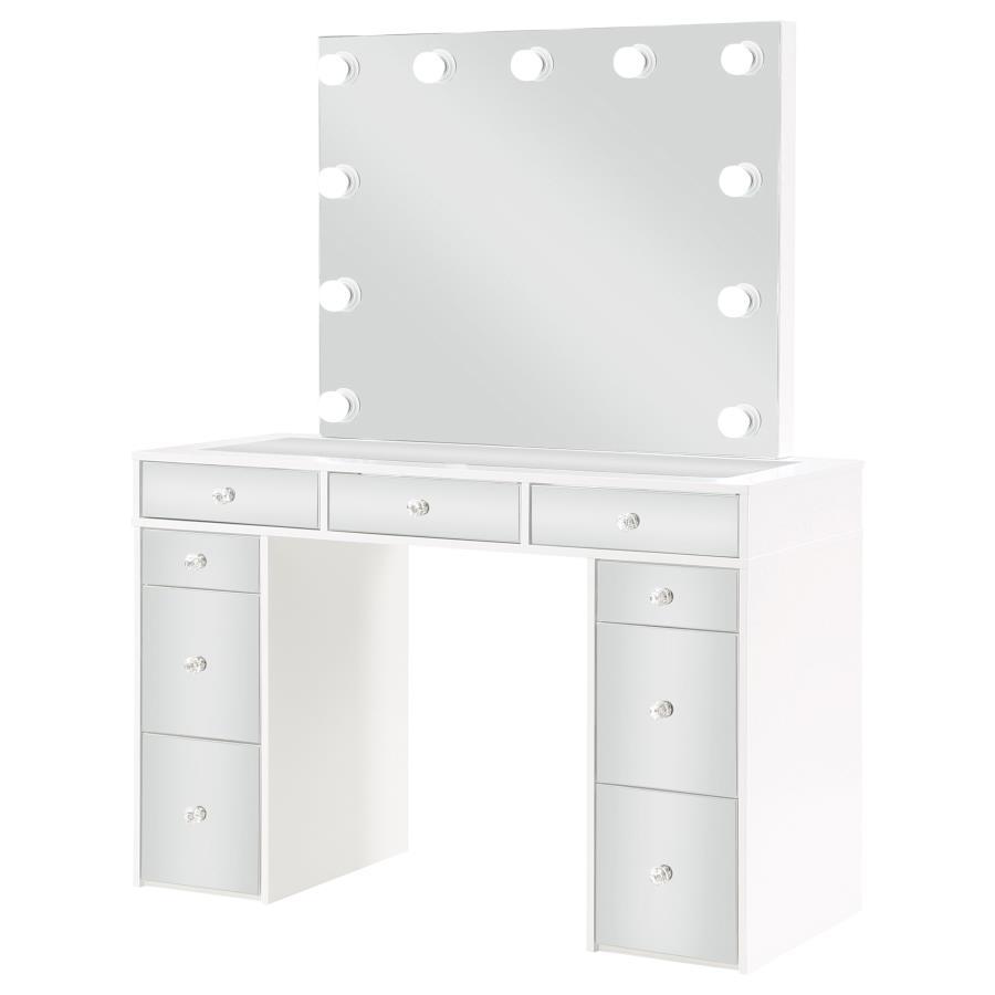 Regina - Makeup Vanity Table Set With Lighting - White by Coaster Fine Furniture | Bel Furniture