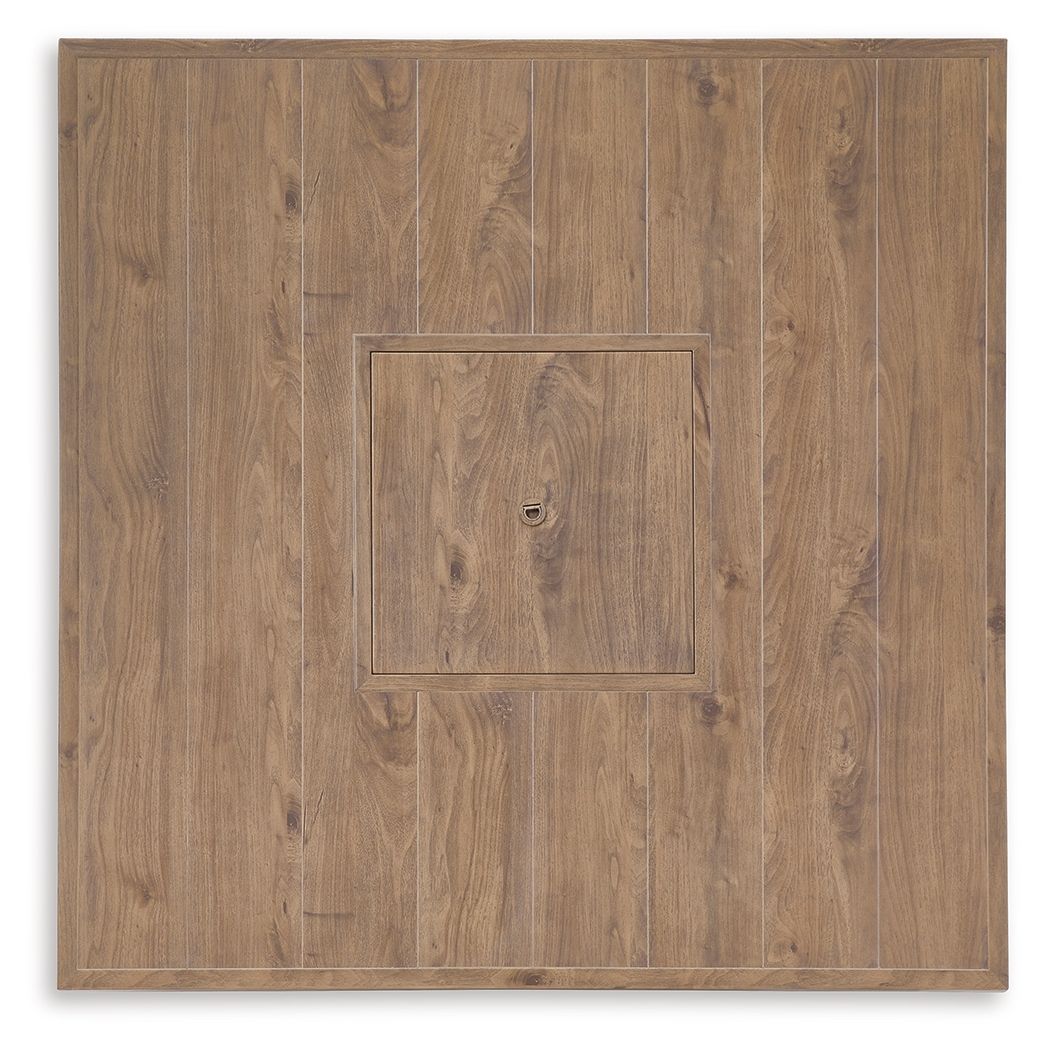 Walton Bridge - Driftwood - Square Bar Table W/Fire Pit by Signature Design by Ashley® | Bel Furniture