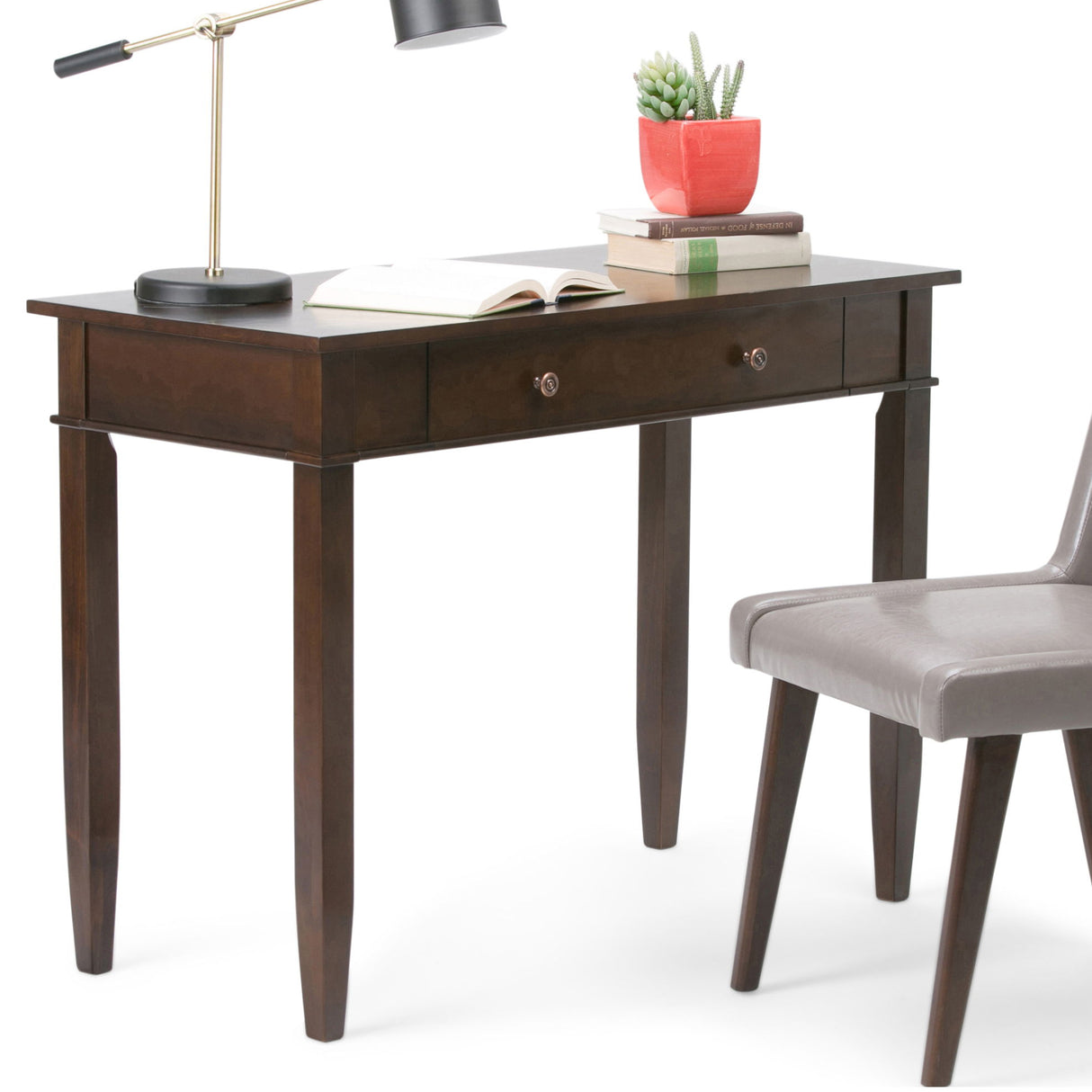 Carlton - Home Office Desk - Dark Tobacco Brown by Simpli-Home | Bel Furniture