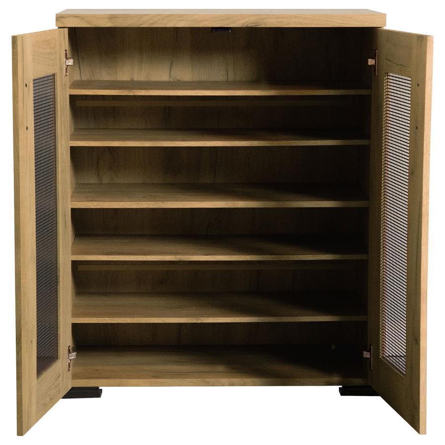 Bristol - 6-Shelf Engineered Wood Shoe Cabinet - Golden Oak by CoasterEveryday | Bel Furniture