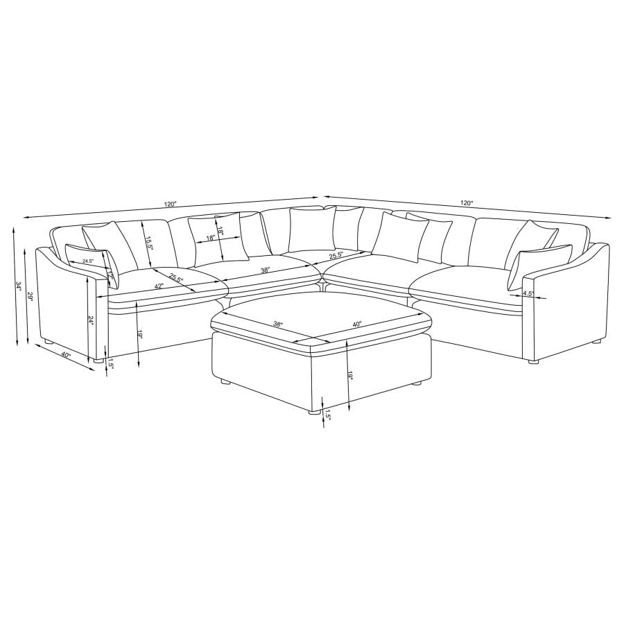 Hobson - Upholstered Modular Sectional Sofa With Ottoman