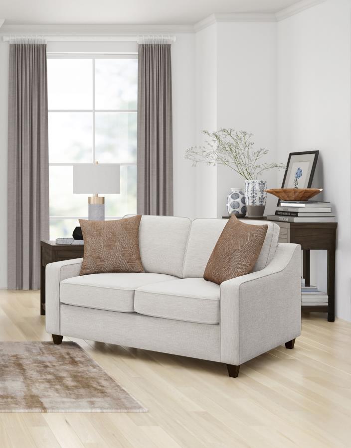 Christine - Upholstered Sloped Arm Loveseat - Beige