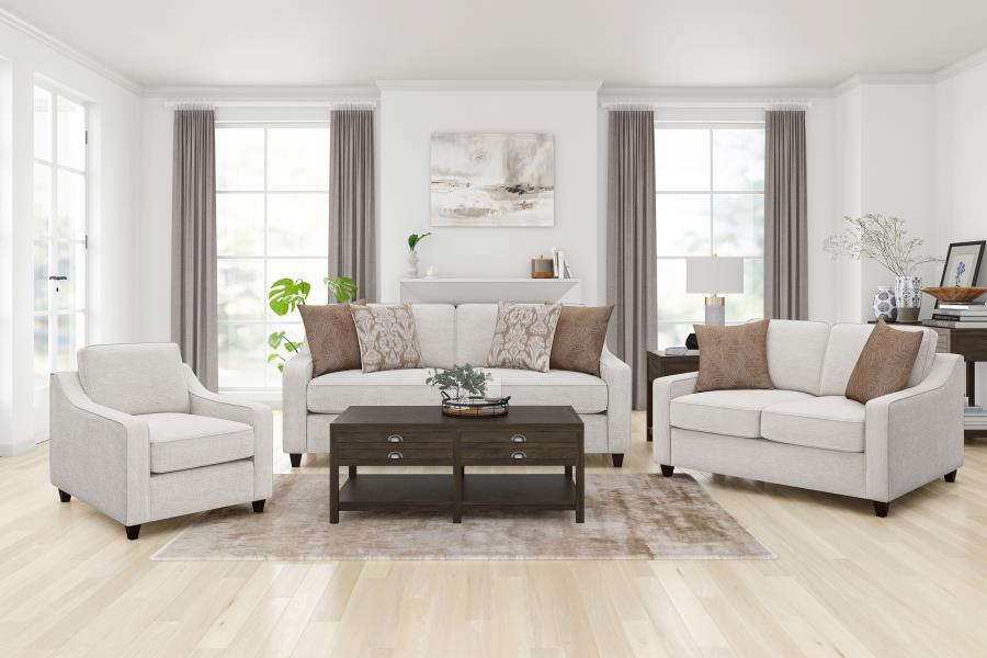 Christine - Upholstered Sloped Arm Loveseat - Beige