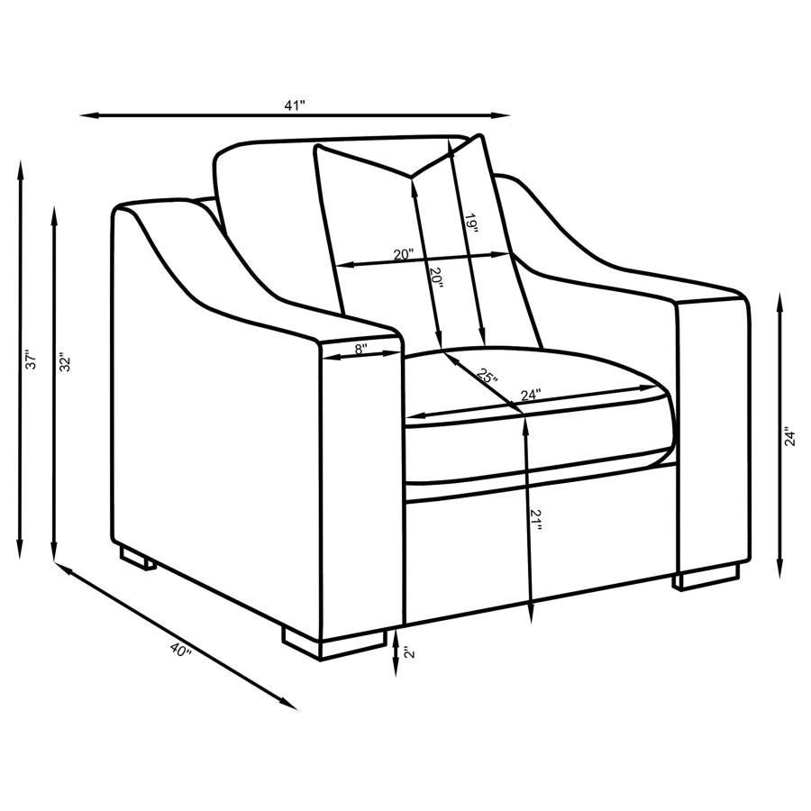 Ashlyn - Upholstered Track Arm Sofa Set