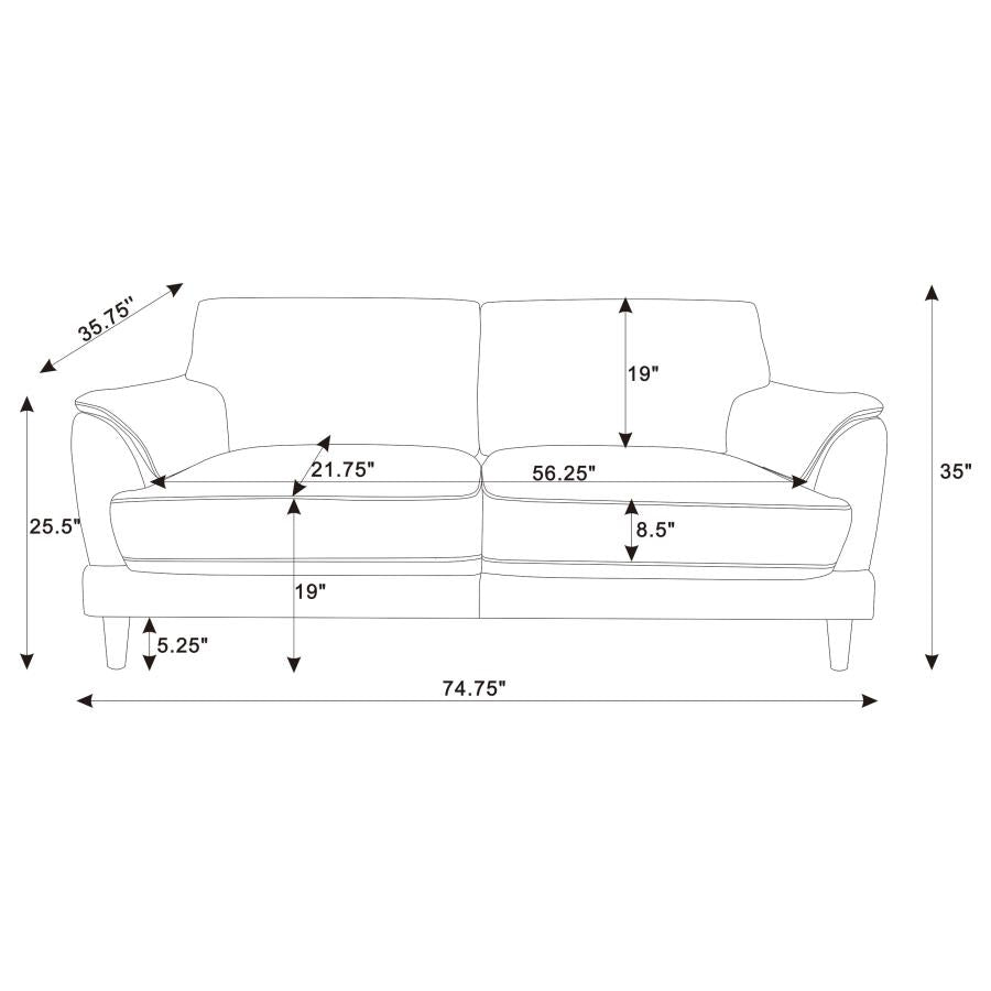Selma - 2 Piece Velvet Upholstered Crescent Arm Sofa Set - Rust