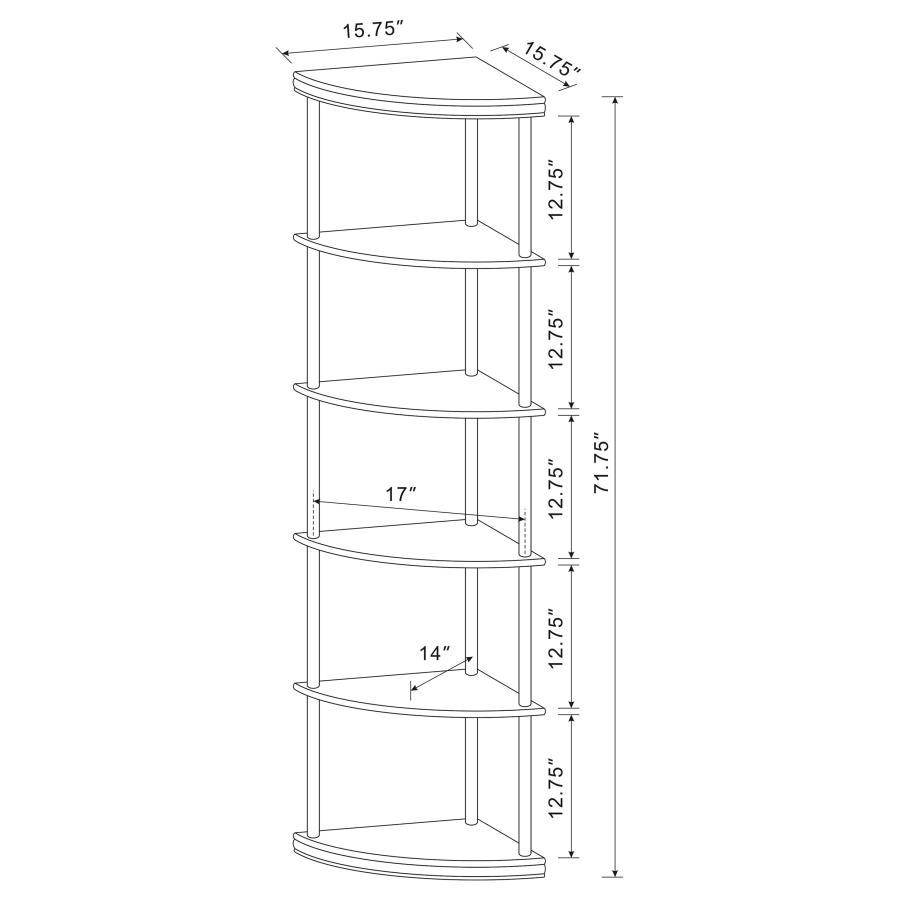 Bonwick - 5-Shelf Corner Bookshelf - Cappuccino by CoasterEveryday | Bel Furniture