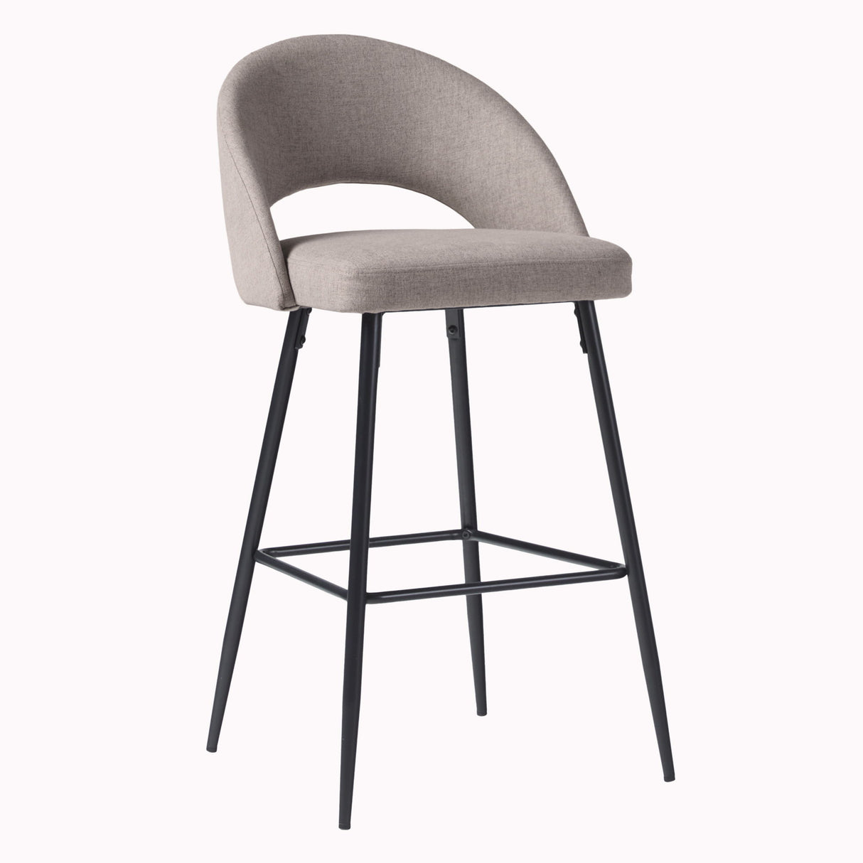 Modern 2 Piece Minimalist Upholstered Bar Stool Set - Mushroom by Walker Edison | Bel Furniture