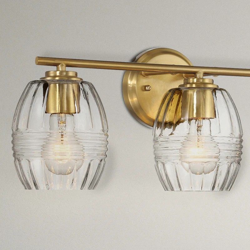 Luster - 3 Lights Vanity With Clear For Bathrooms Above Mirror Wall Lamp Satin - Clear / Gold by Ashcroft Furniture | Bel Furniture