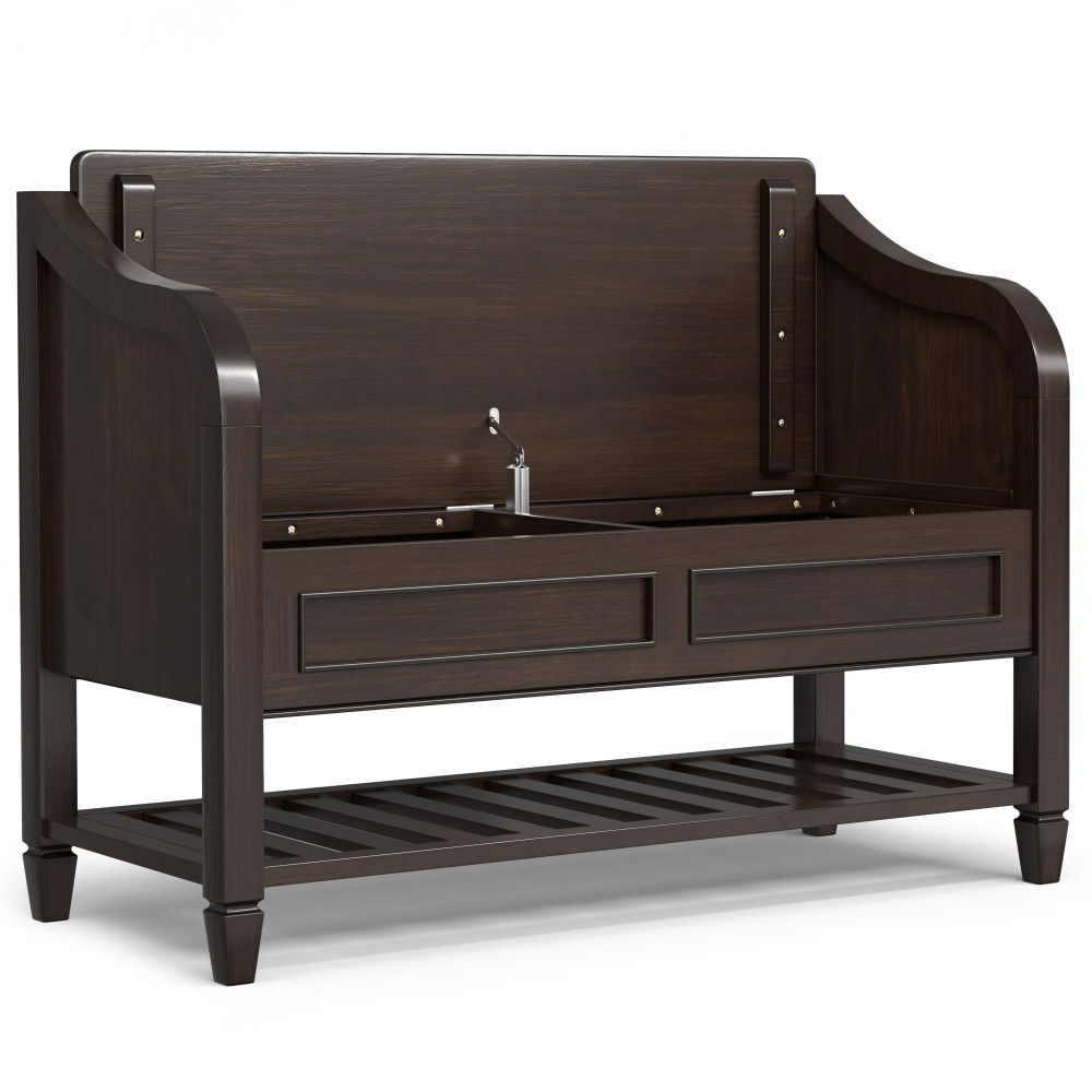 Connaught - Entryway Storage Bench With Shelf - Chestnut by Simpli-Home | Bel Furniture