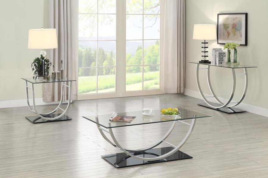 Danville - Rectangular U-Shaped Glass Top Table by CoasterEssence | Bel Furniture
