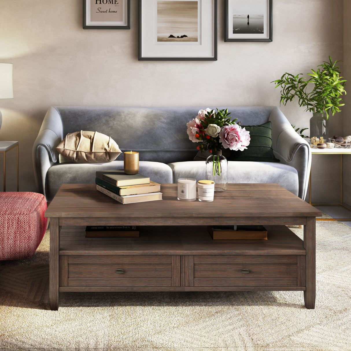 Warm Shaker - Coffee Table - Farmhouse Brown by Simpli-Home | Bel Furniture