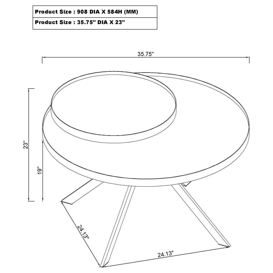 Briggs - Round Marble Printed Glass Top Coffee Table by Coaster Fine Furniture | Bel Furniture