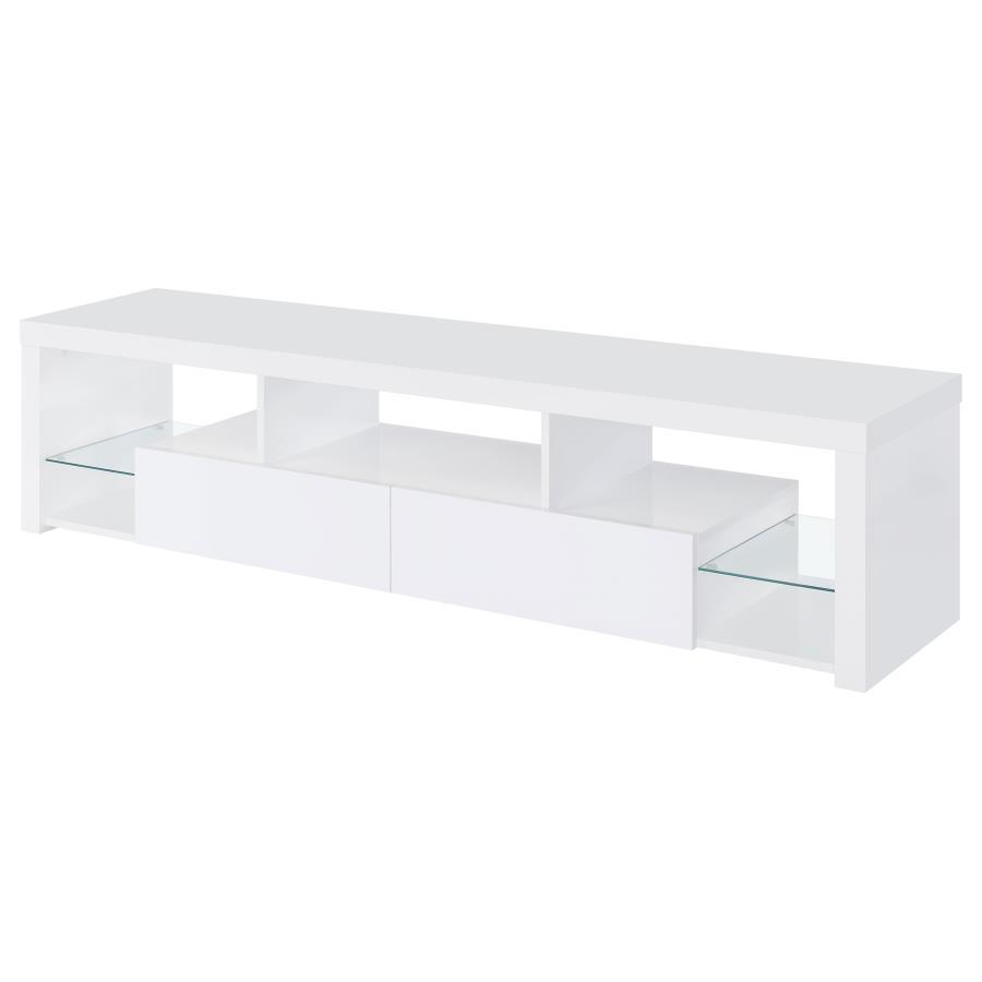 Jude - 2-Drawer Engineered Wood TV Stand - High Gloss White by Coaster Fine Furniture | Bel Furniture