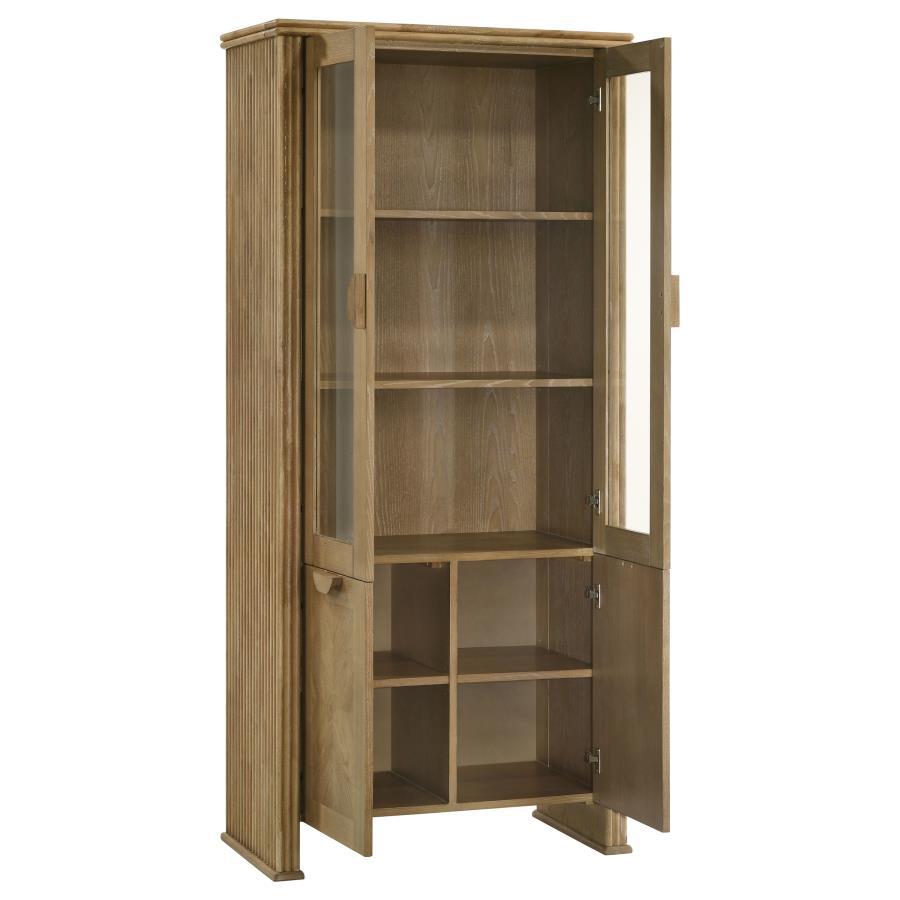 Adina - Tall Display Cabinet - Distressed Light Brown by Coaster Fine Furniture | Bel Furniture