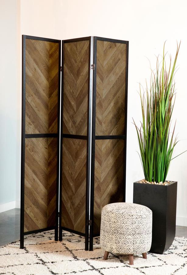Marlene - 3-Panel Room Divider Folding Screen - Rustic Tobacco by CoasterEveryday | Bel Furniture