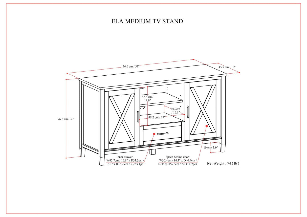 Ela - Medium TV Stand - Smoky Brown by Simpli-Home | Bel Furniture