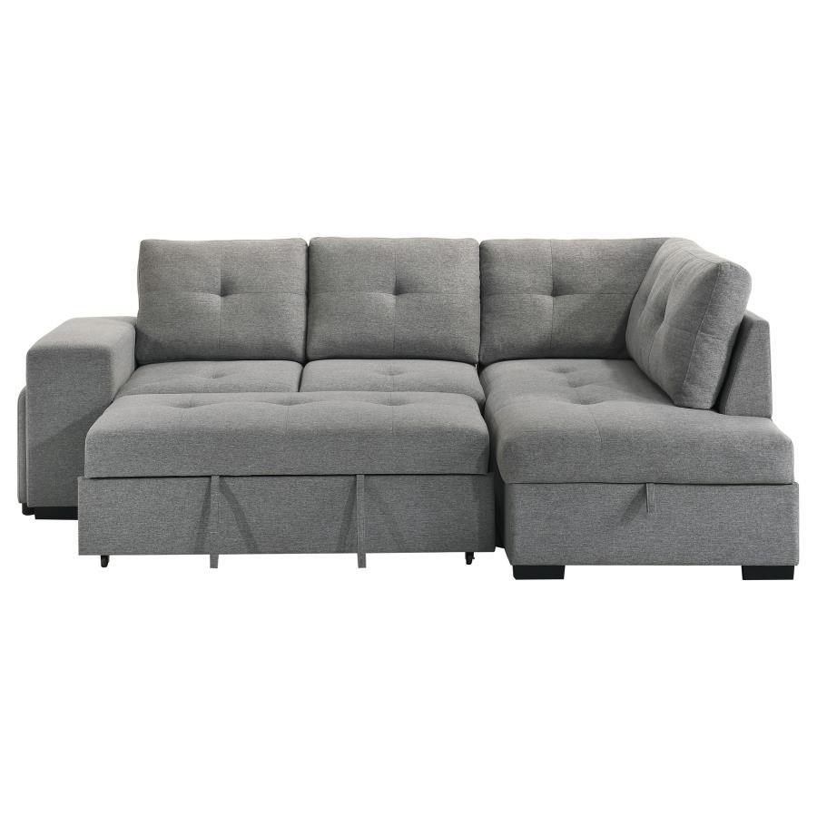 Roanne - Fabric Upholstered Sleeper Sectional Sofa - Gray