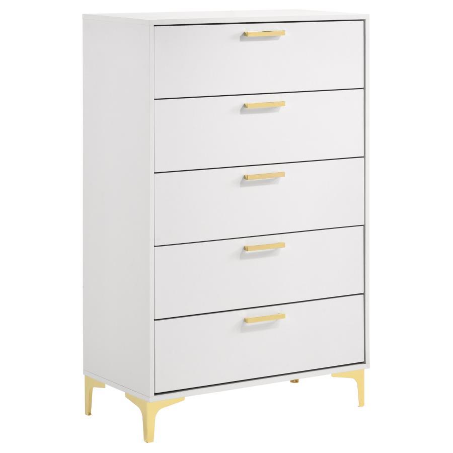 Kendall - 5-Drawer Bedroom Chest White by CoasterEveryday | Bel Furniture