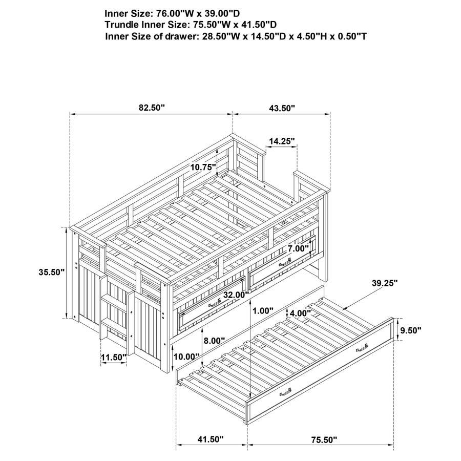 Carlsbad - Wood Captains Bed With Trundle by Coaster Fine Furniture | Bel Furniture