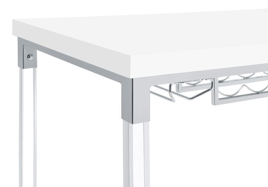 Norcrest - Acrylic Leg Bar Table - White High Gloss by Coaster Fine Furniture | Bel Furniture
