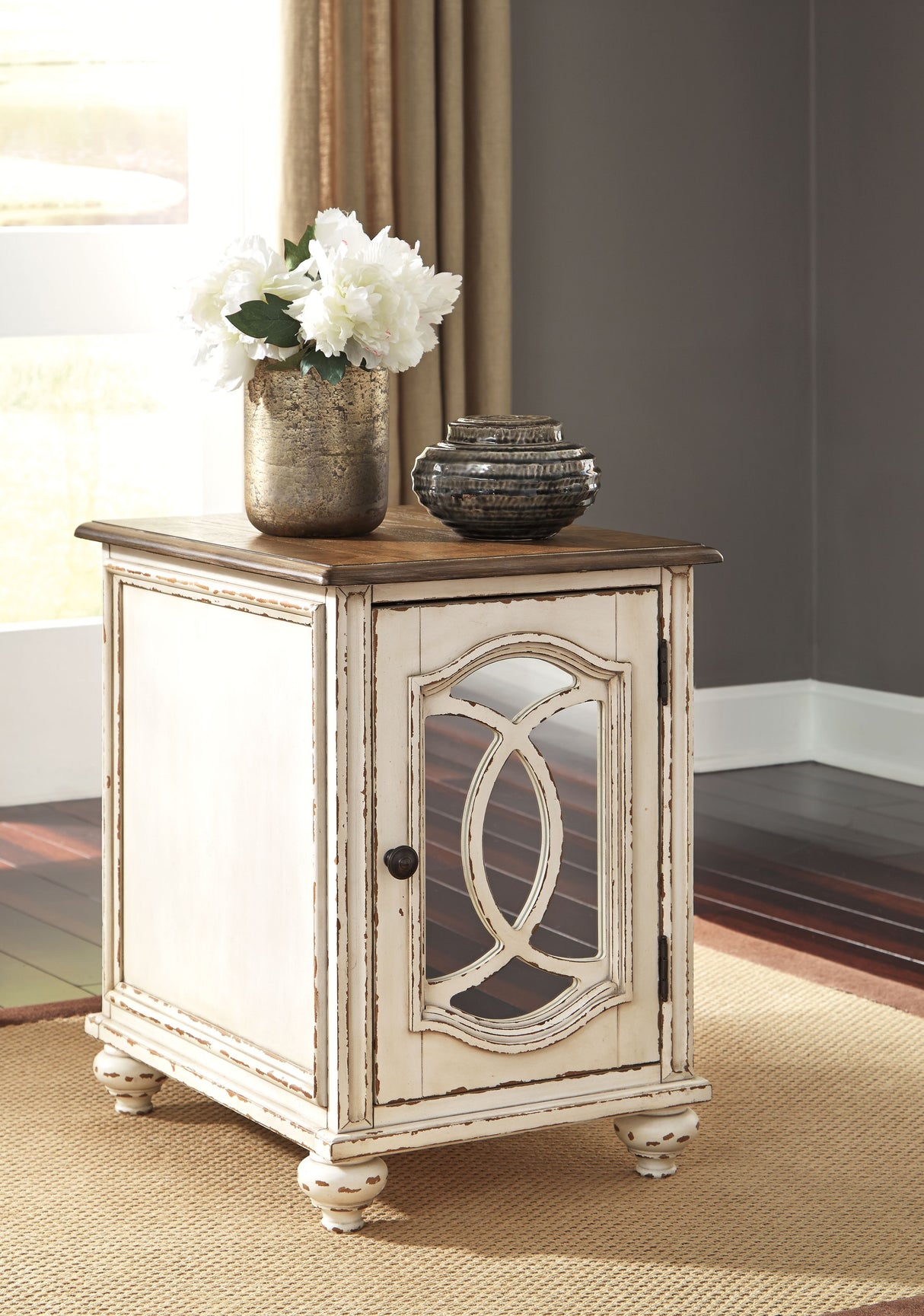 Realyn - White / Brown - Chair Side End Table - Insert Mirror by Signature Design by Ashley® | Bel Furniture