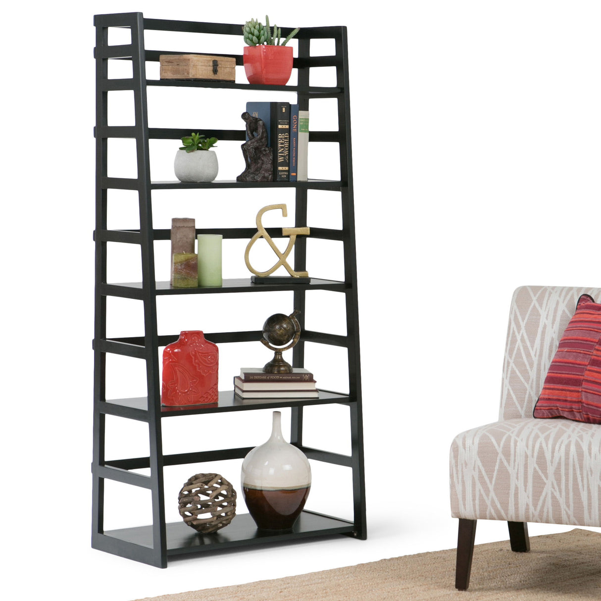 Acadian - Handcrafted Ladder Shelf Bookcase by Simpli-Home | Bel Furniture