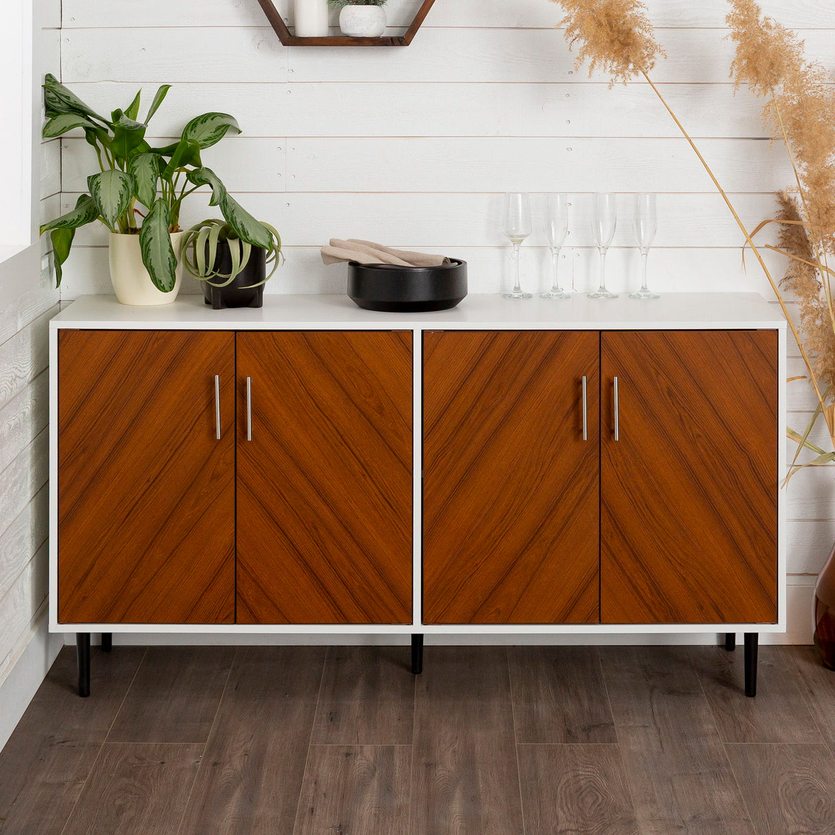 Mid-Century Modern Faux Bookmatch Door Buffet by Walker Edison | Bel Furniture