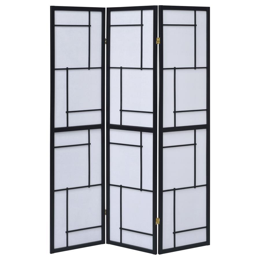 Damis - 3-Panel Room Divider Folding Shoji Screen - Black by CoasterEveryday | Bel Furniture