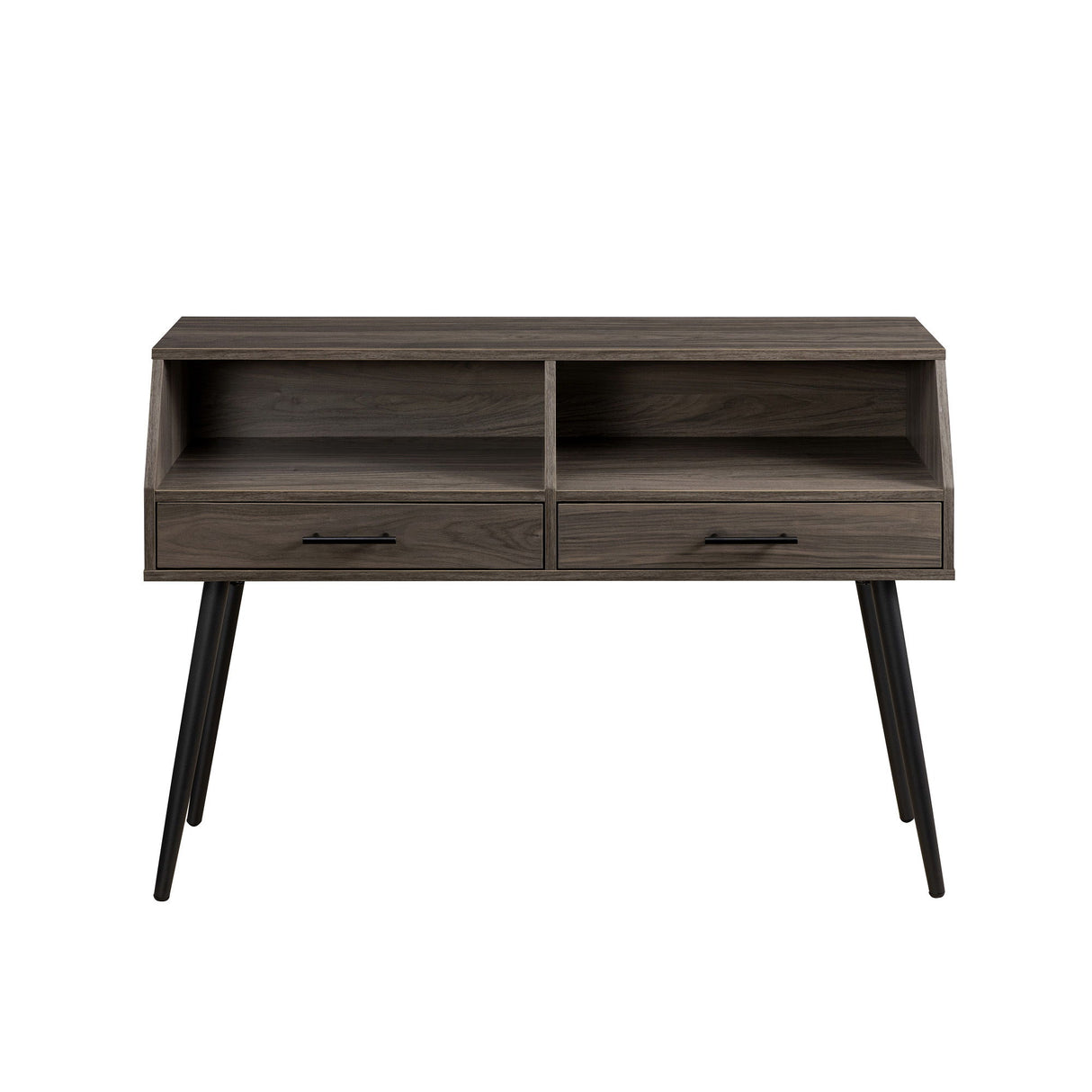 Contemporary 2 Drawer Angled Entry Table - Slate Gray by Walker Edison | Bel Furniture