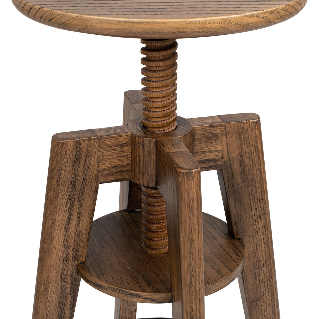Spencer - Minimalist Oak Adjustable Bar Counter Stool - Walnut Brown Oak by Jennifer Taylor Home | Bel Furniture