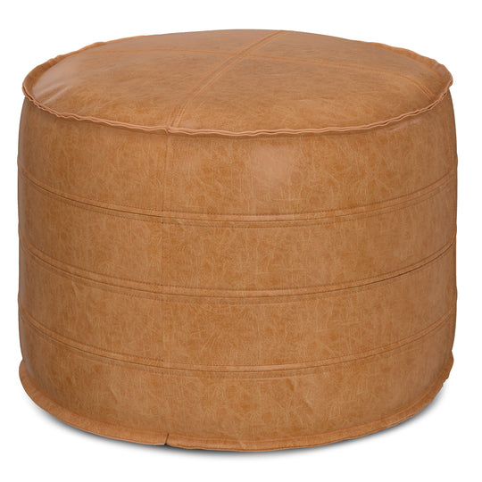 Brody - Round Pouf Light Blue 20"W x 20"D x 14"H by Simpli-Home | Bel Furniture