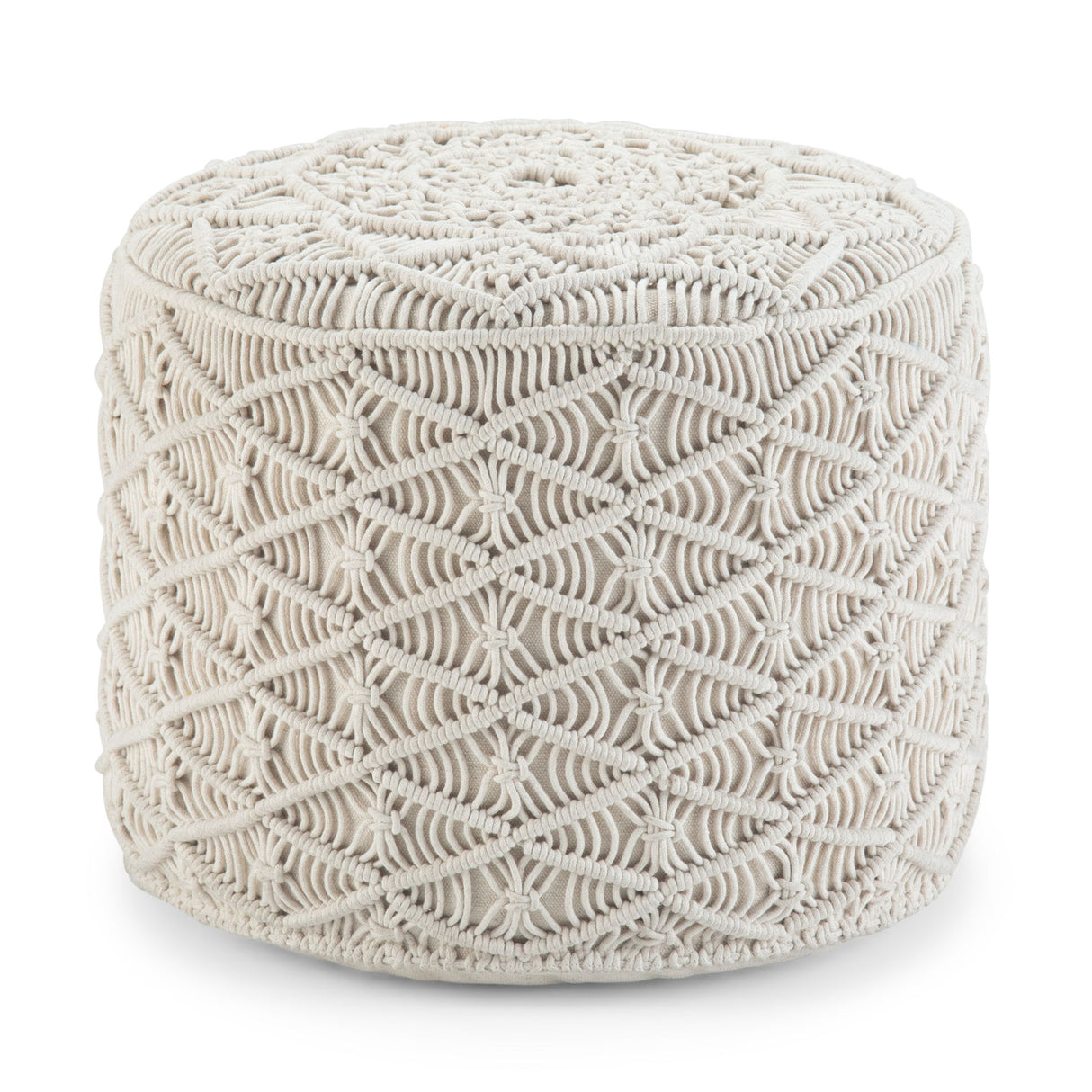 Coates - Round Macrame Pouf - Natural by Simpli-Home | Bel Furniture