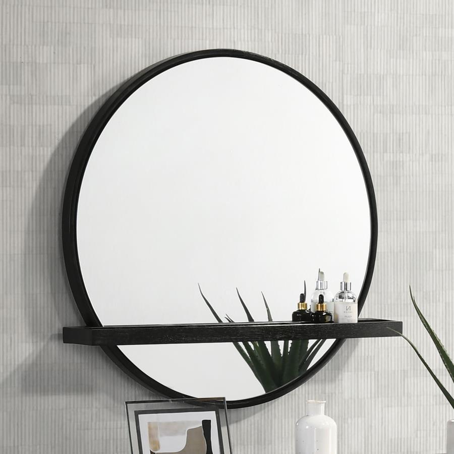 Arini - Round Vanity Wall Mirror With Shelf by CoasterElevations | Bel Furniture