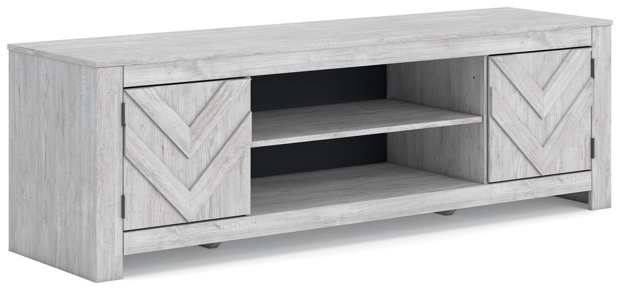 Cayboni - LG TV Stand With Fireplace Option White TV Stands by Signature Design by Ashley® | Bel Furniture