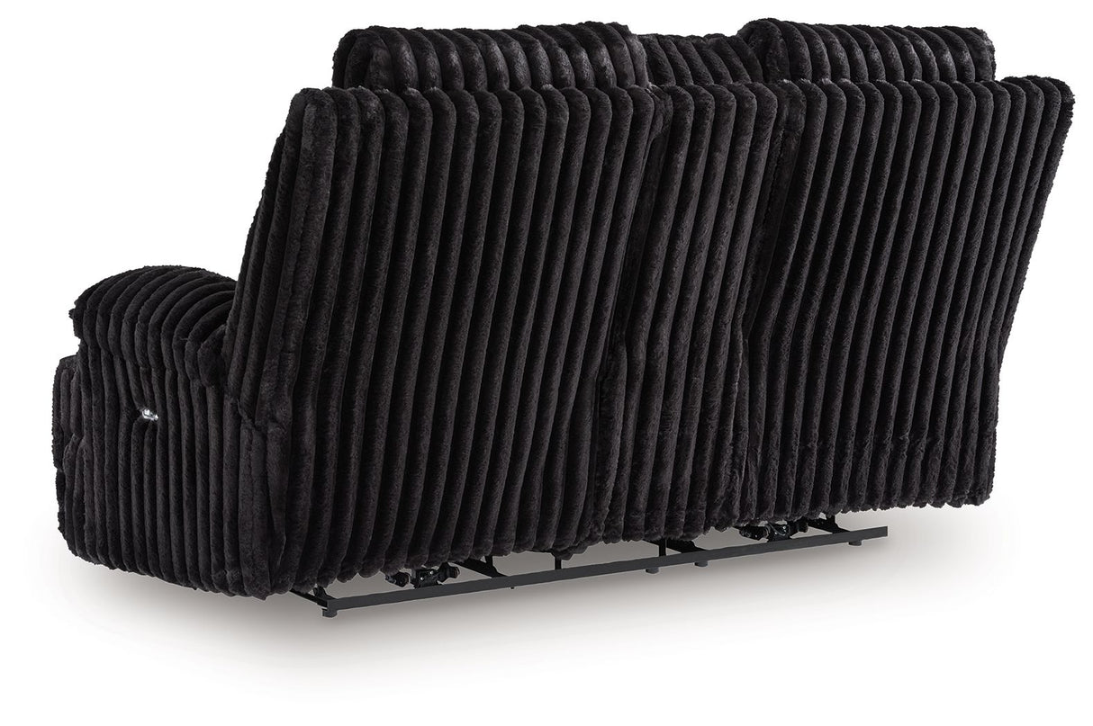 Rhine Falls - Onyx - Double Reclining Power Loveseat With Console by Signature Design by Ashley® | Bel Furniture