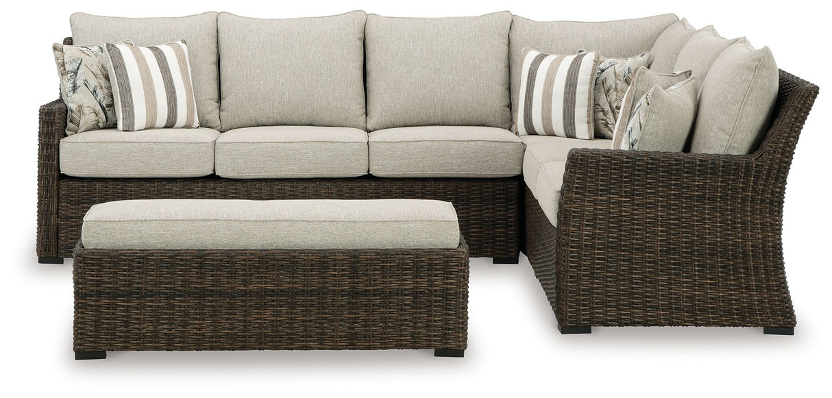 Brook Ranch - Brown - Sofa Sectional, Bench With Cushion (Set of 3) by Signature Design by Ashley® | Bel Furniture