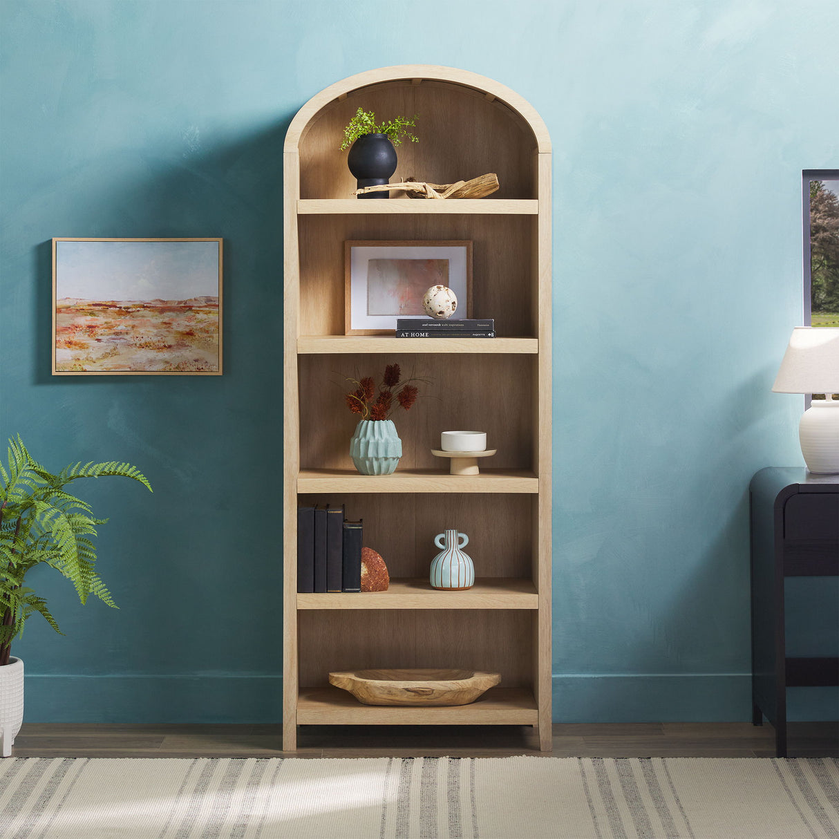 Modern 5 Shelf Open Arched Bookshelf by Walker Edison | Bel Furniture