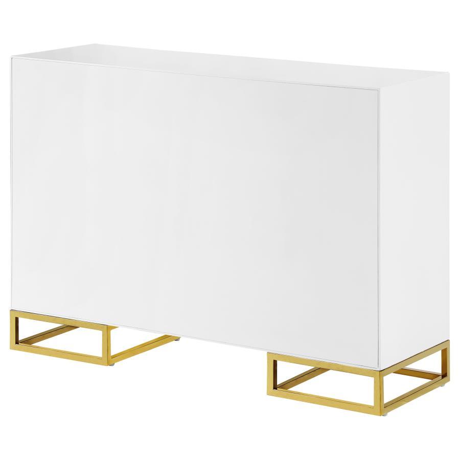 Elsa - 2 Door Wood Storage Accent Cabinet - White And Gold by CoasterEssence | Bel Furniture