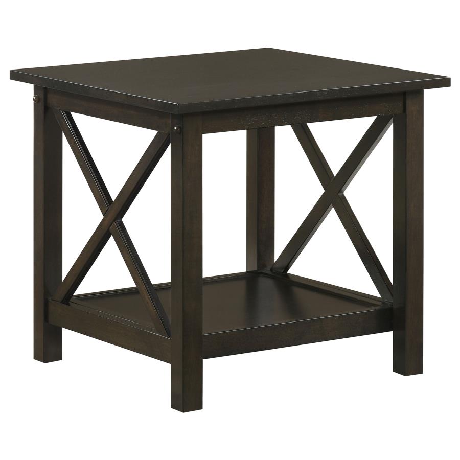Rachelle - 3 Piece Rectangular Coffee Table Set - Deep Merlot