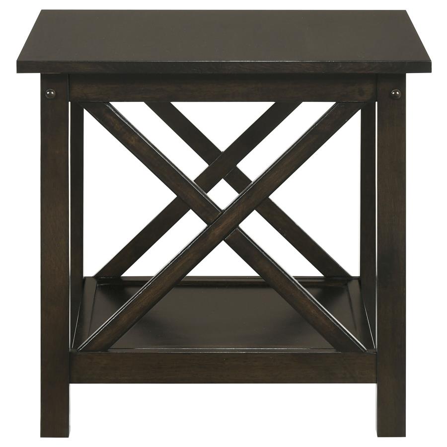 Rachelle - 3 Piece Rectangular Coffee Table Set - Deep Merlot