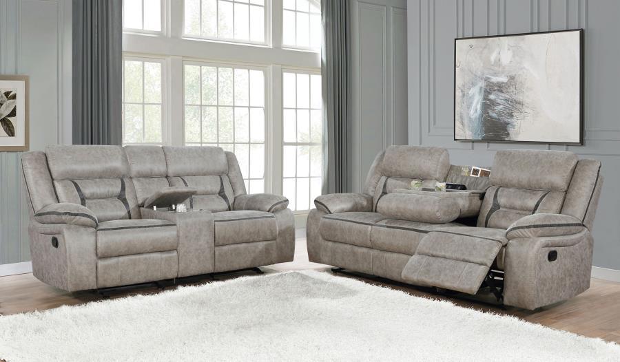Greer - Upholstered Reclining Sofa Set by CoasterEveryday | Bel Furniture