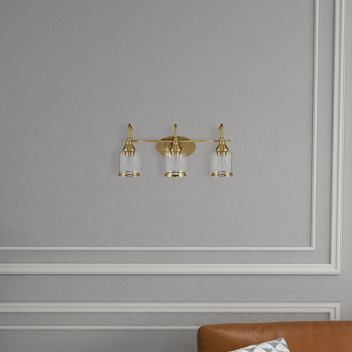 Twilight - 3 Lights Brush Contemporary Vanity Light - Clear / Gold by Ashcroft Furniture | Bel Furniture