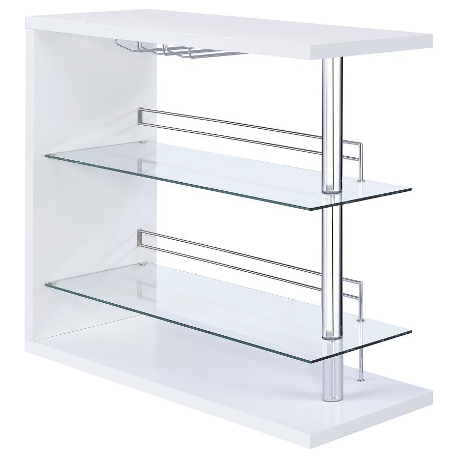 Prescott - Rectangular 2-Shelf Bar Unit White by CoasterEssence | Bel Furniture