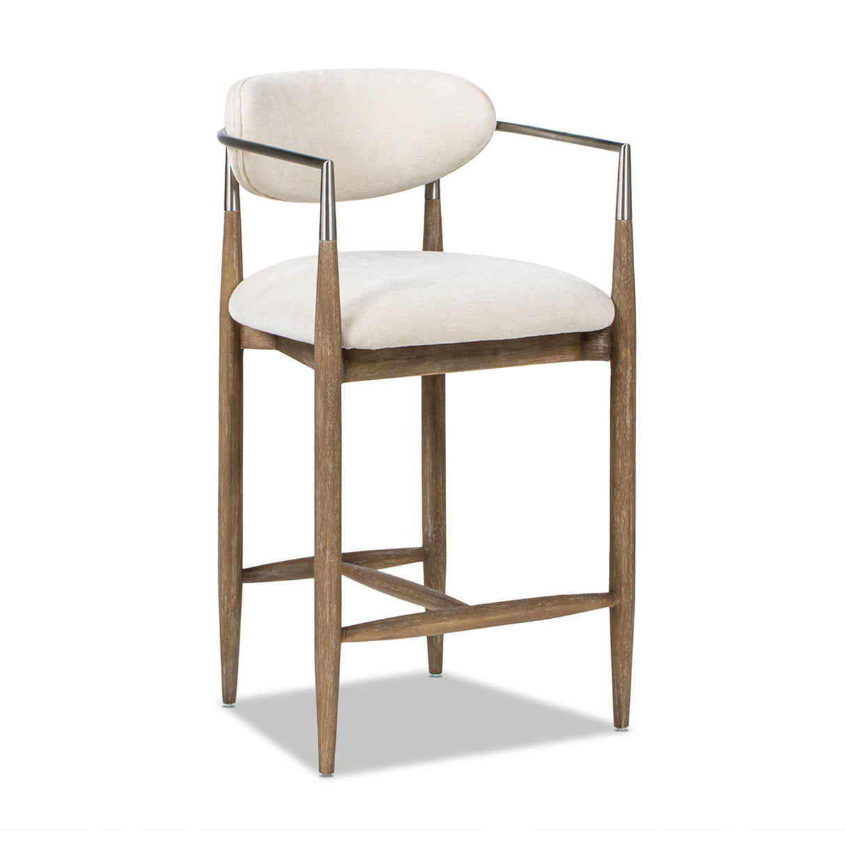Artemis - Mixed Material Upholstered Counter Stool - Warm White by Jennifer Taylor Home | Bel Furniture