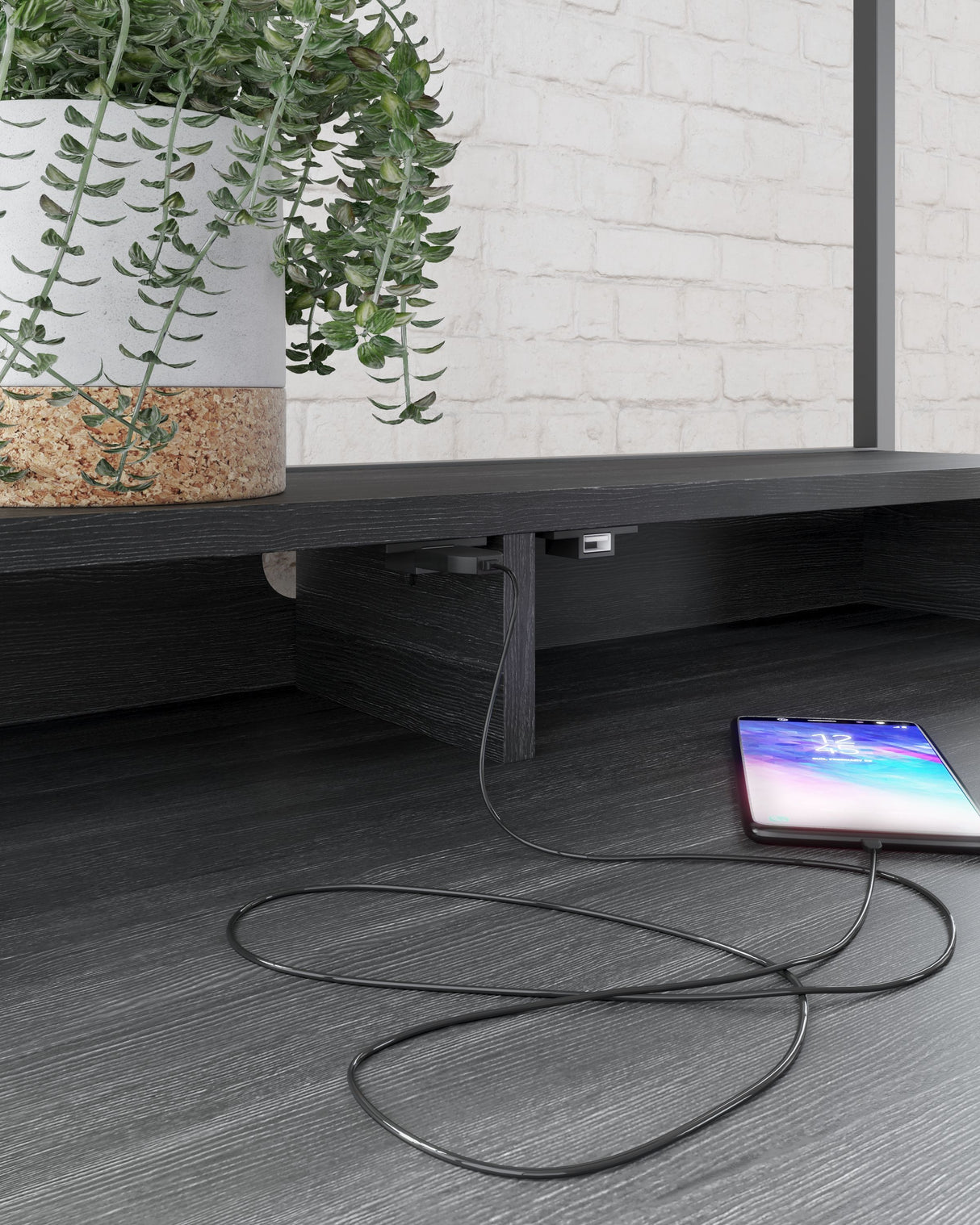 Yarlow - Black - Home Office Desk and Shelf by Signature Design by Ashley® | Bel Furniture