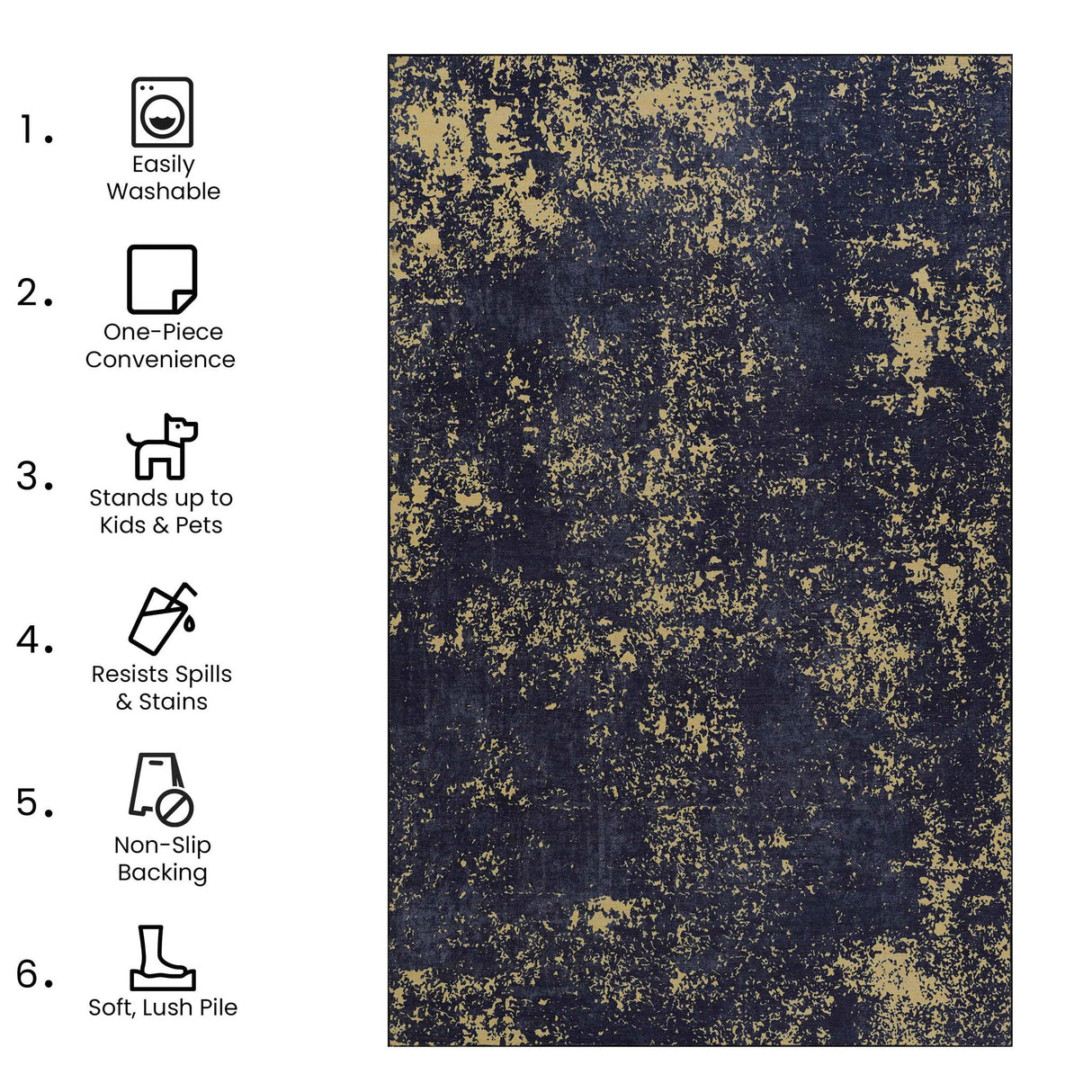 Maval - Abstract Washable Area Rug