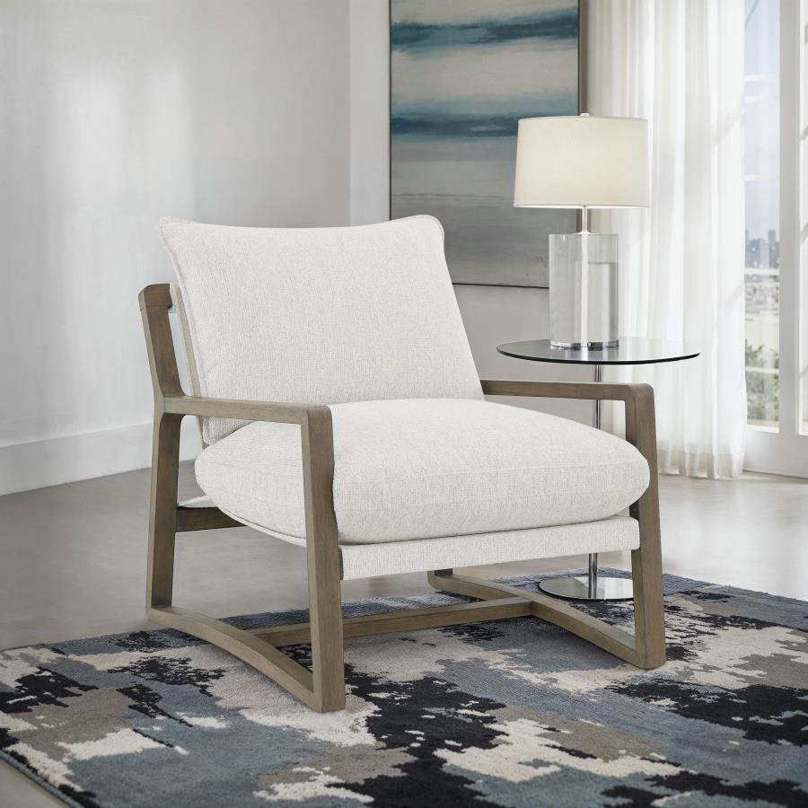 Geneva - Boucle Upholstered Wood Arm Accent Chair - Sand by Coaster Fine Furniture | Bel Furniture