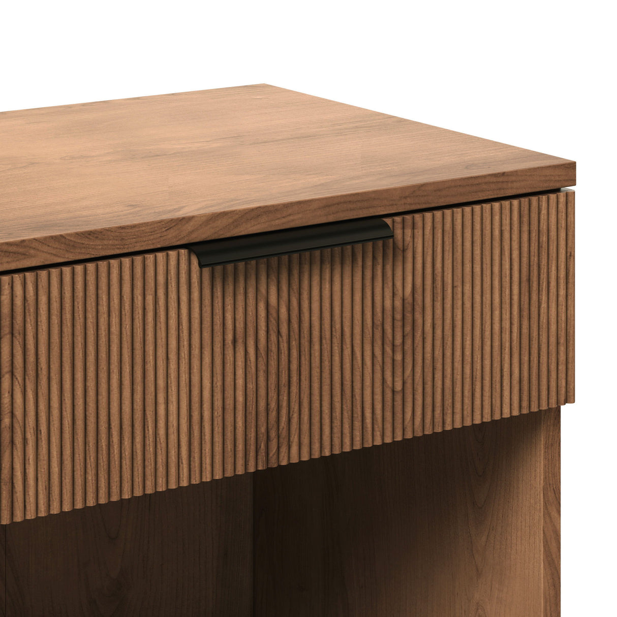Modern Fluted Drawer Nightstand With Open Cubby Coastal by Walker Edison | Bel Furniture