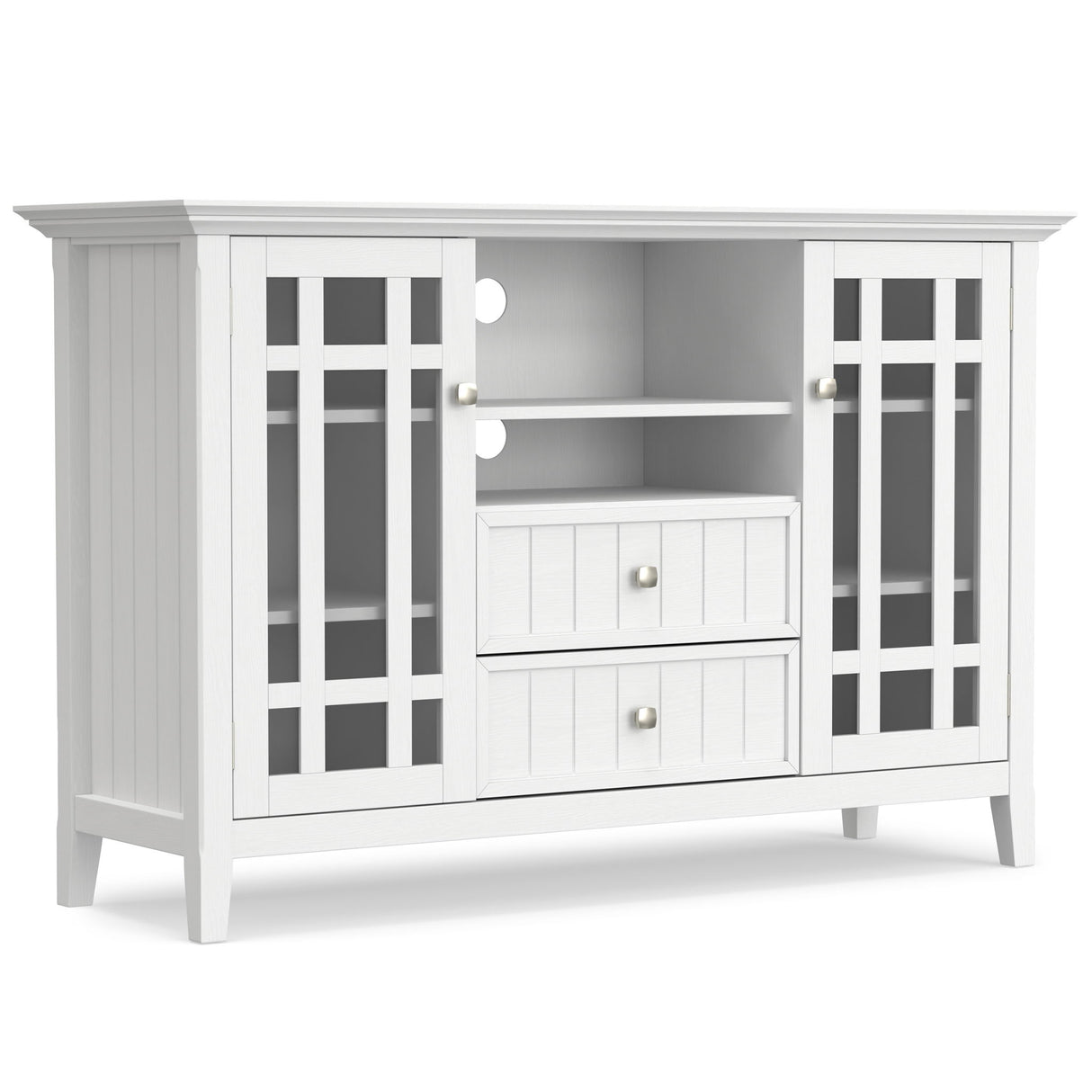 Bedford - Handcrafted Tall TV Media Stand White by Simpli-Home | Bel Furniture