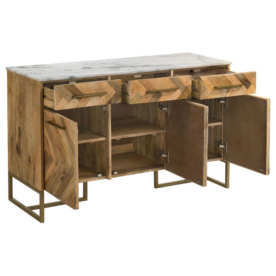 Keaton - Marble Top Herringbone Accent Cabinet by CoasterElevations | Bel Furniture